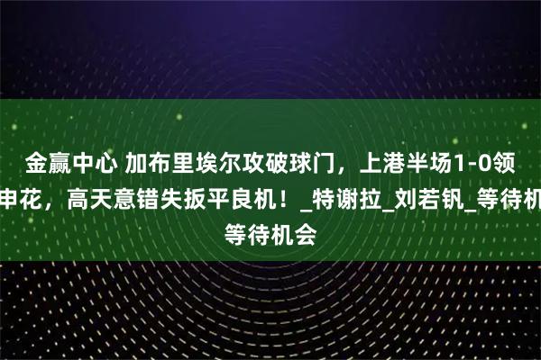 金赢中心 加布里埃尔攻破球门,上港半场1-0领先申花,高天意错失扳平良机!_特谢拉_刘若钒_等待机会